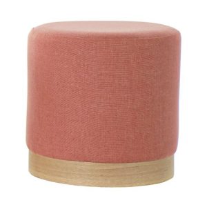 Puf coral tela base madera