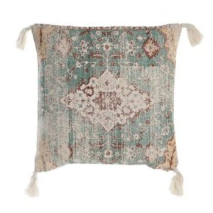 Cojín verde desgastado persa cuadrado
