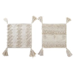 Set 2 cojines macramé flecos cuadrado