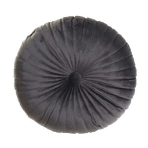 Cojín gris terciopelo redondo