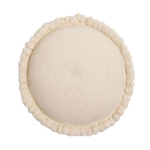 Cojín beige trenzado redondo