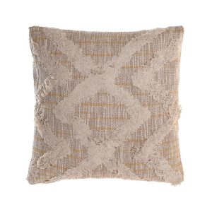 Cojín mostaza crudo rombos zig zag cuadrado