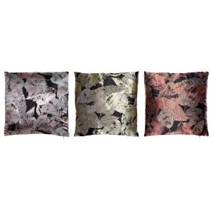 Set 3 cojines hojas metalizadas cuadrado