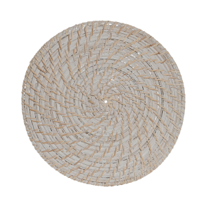 Bajoplato bambú ratan blanco