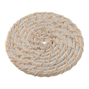 Plato pan bambú ratán blanco