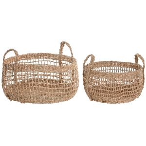 Set 2 cestas redondas con asas seagrass