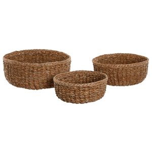 Set 3 cestos fibra natural redondos